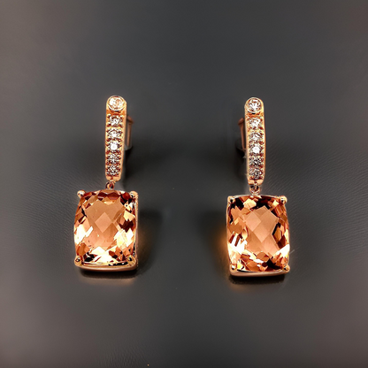 Natural Morganite Diamond Earrings 14k Gold 9.93 TCW Certified $5,950 018685