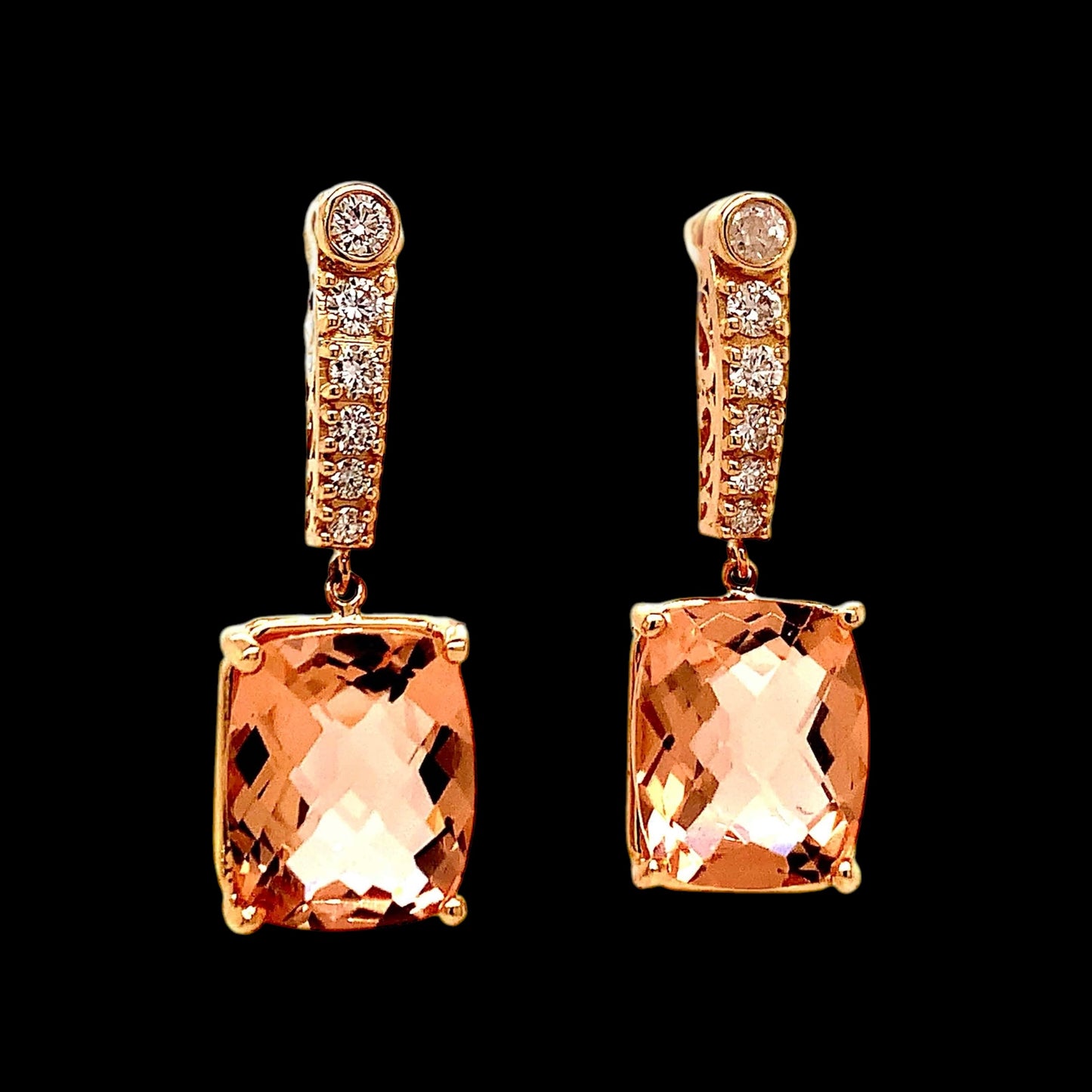 Natural Morganite Diamond Earrings 14k Gold 9.93 TCW Certified $5,950 018685