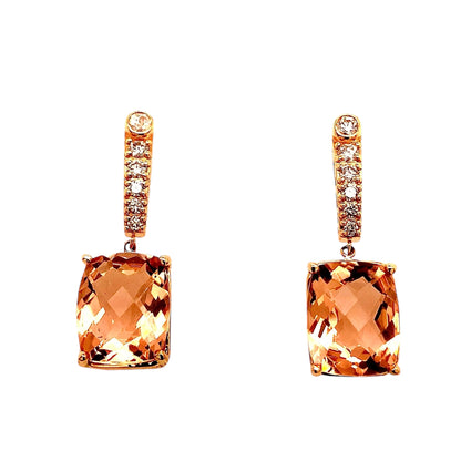 Natural Morganite Diamond Earrings 14k Gold 9.93 TCW Certified $5,950 018685