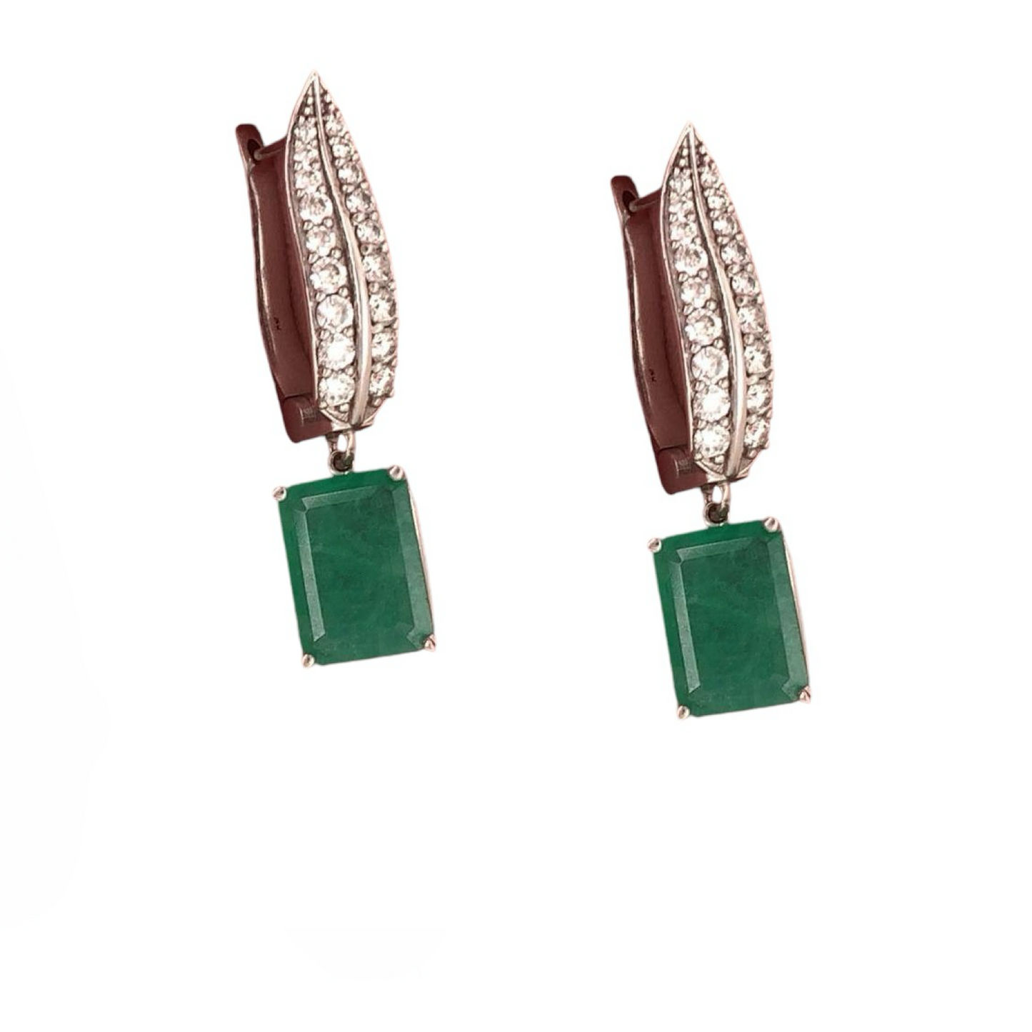 Diamond Emerald Earrings 4.86 TCW 14k White Gold Certified $7,250 018691