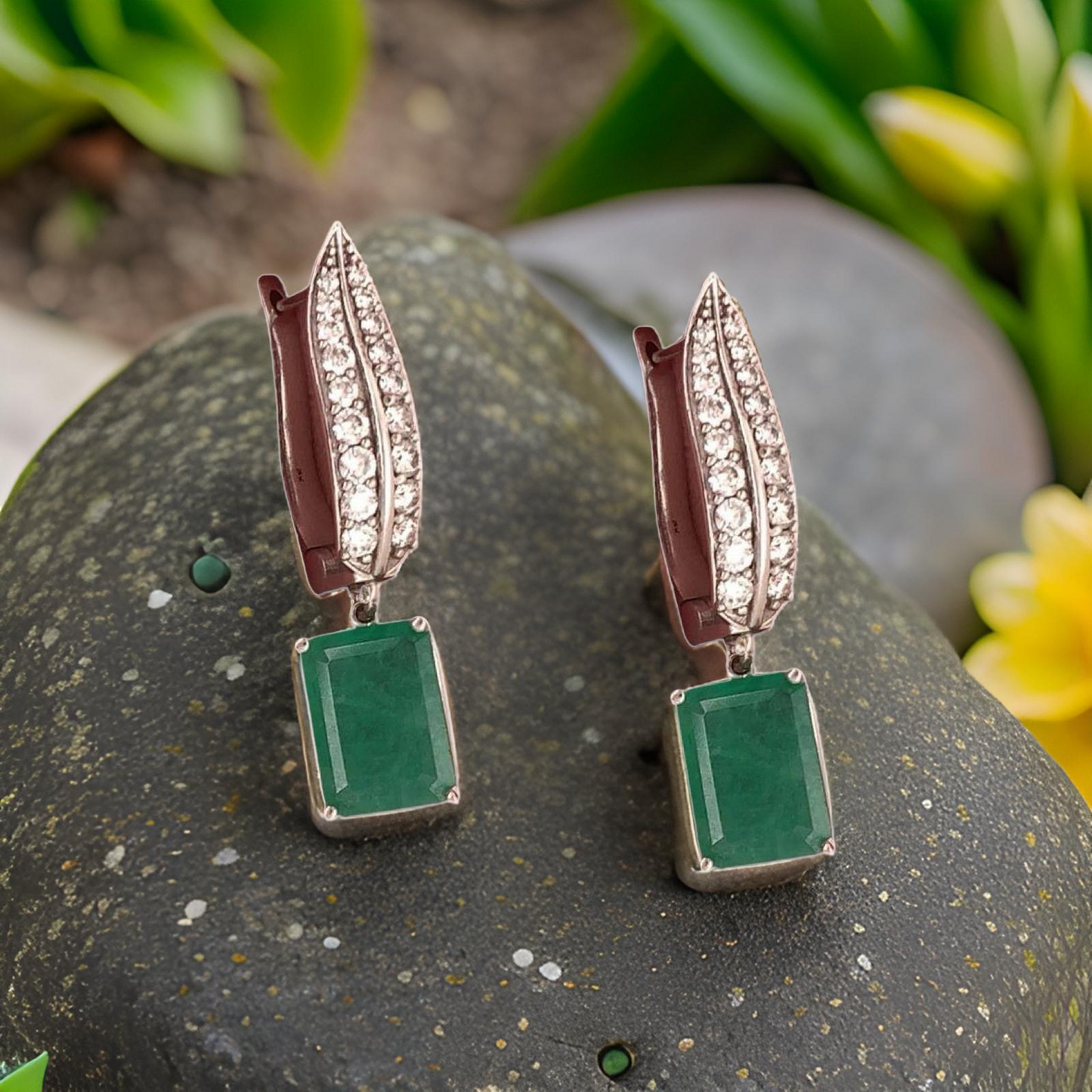 Diamond Emerald Earrings 4.86 TCW 14k White Gold Certified $7,250 018691