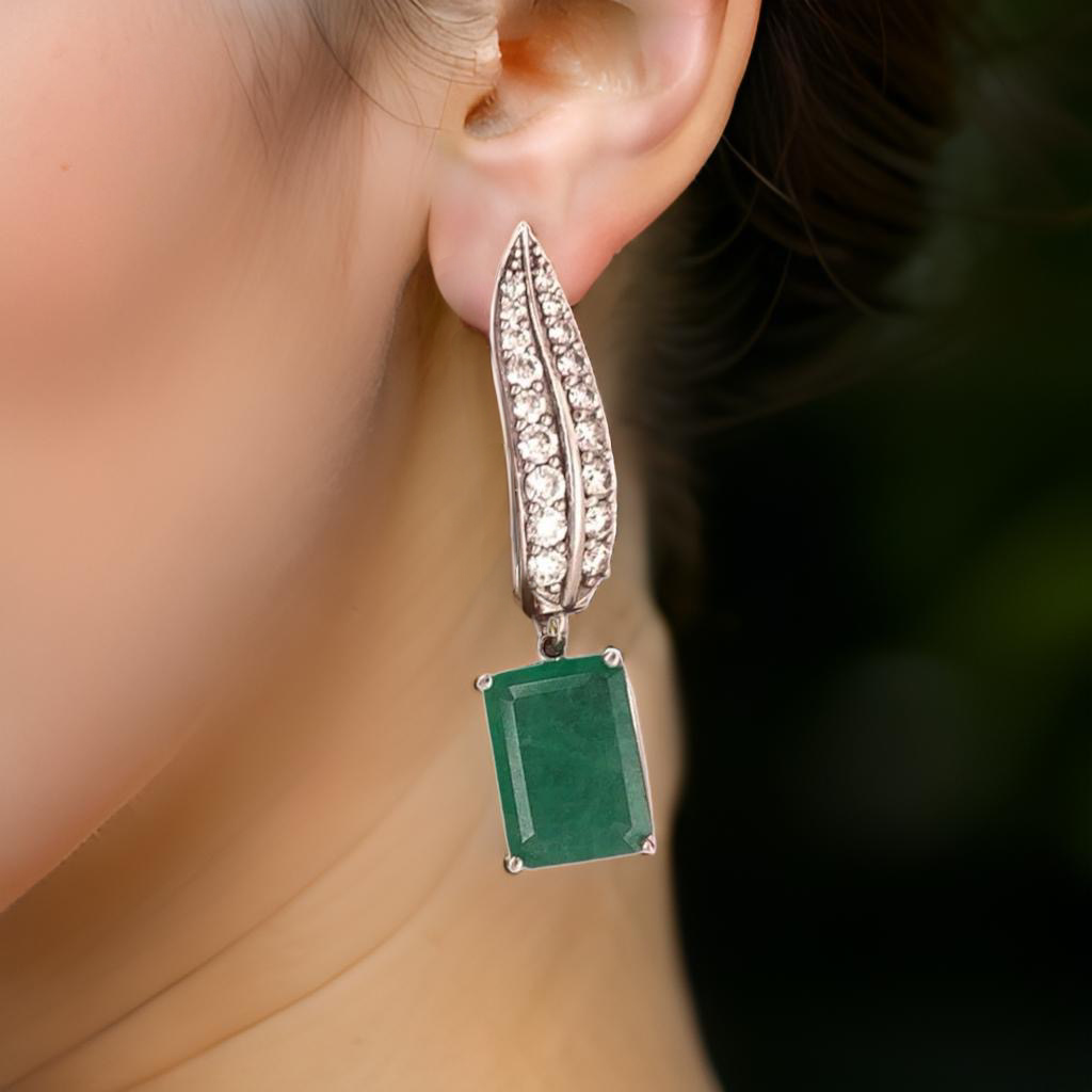 Diamond Emerald Earrings 4.86 TCW 14k White Gold Certified $7,250 018691