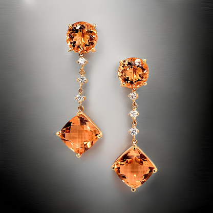 Natural Morganite Diamond Earrings 14k Gold 10.1 TCW Certified $5,950 111536