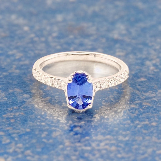 Diamond Sapphire Ring 18k Gold Women 1.725 TCW Certified $3990 913137 - Certified Fine Jewelry