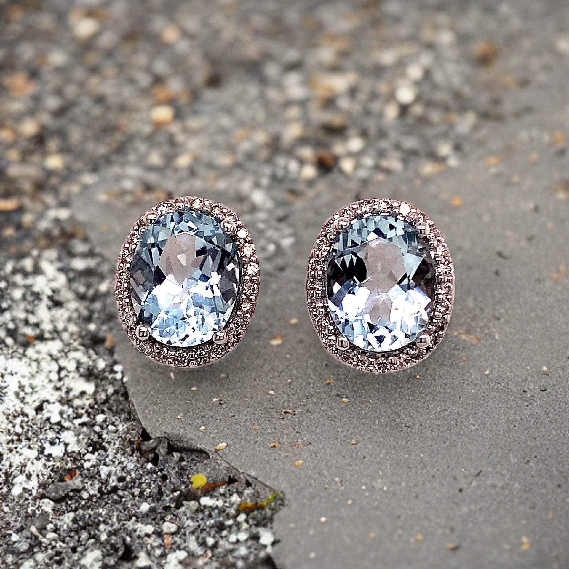Natural Aquamarine Diamond Stud Earrings 14k WG 5.46 TCW Certified $5,950 121115 - Certified Fine Jewelry