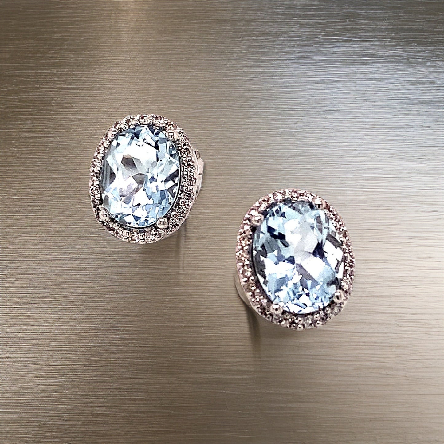 Natural Aquamarine Diamond Stud Earrings 14k WG 5.46 TCW Certified $5,950 121115 - Certified Fine Jewelry