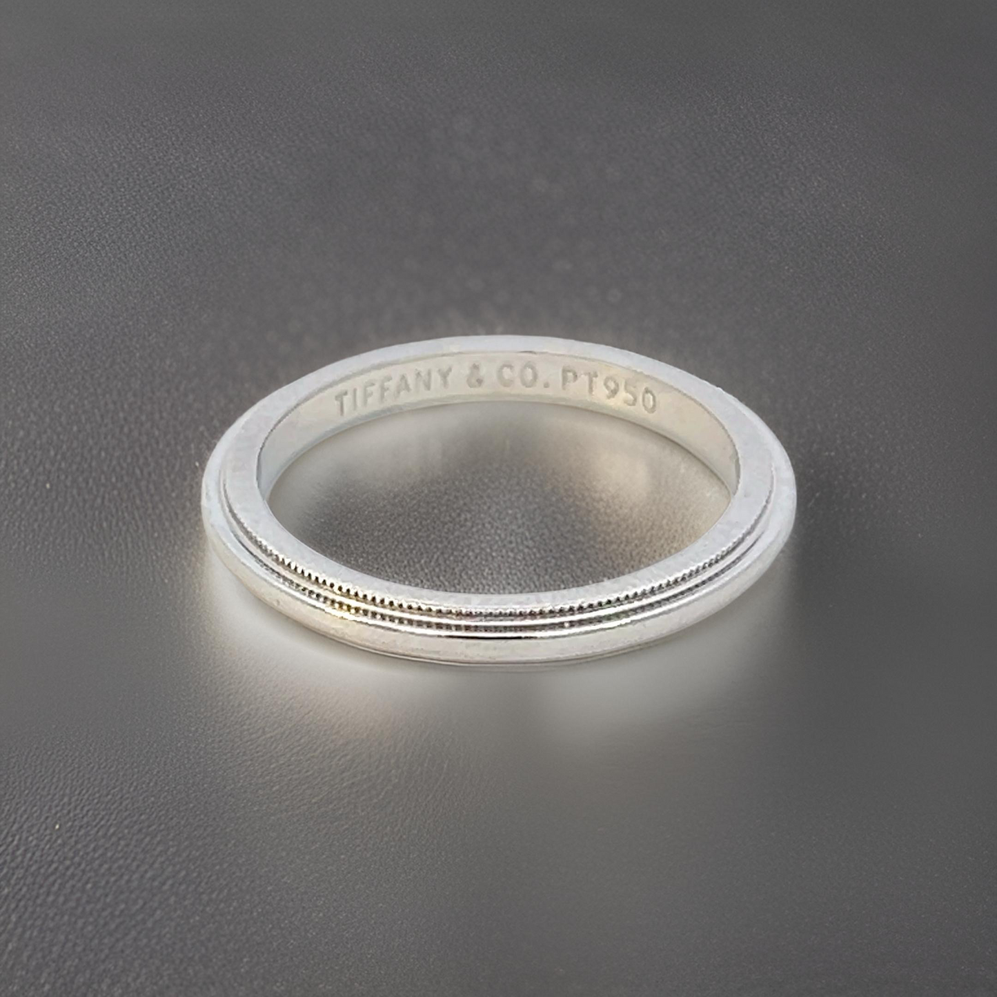 Tiffany & Co Estate Wedding Band Size 5 with Milgrain Platinum TIF743