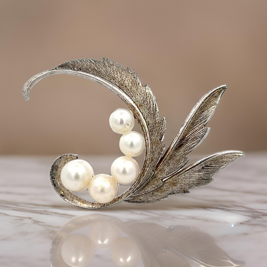 Mikimoto Estate Akoya Pearl Brooch Pin 5-7 mm Silver M410