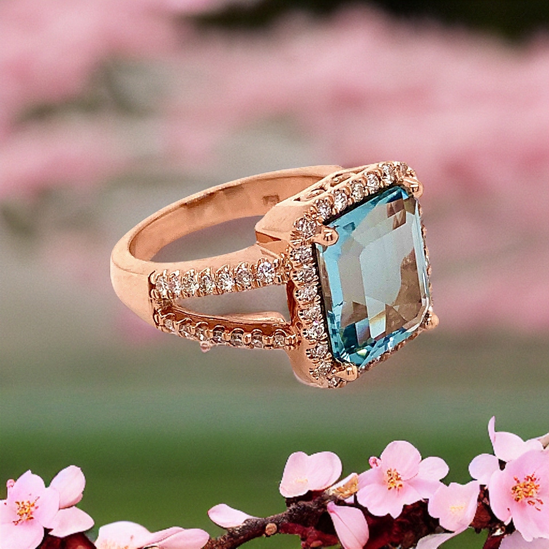 Diamond Aquamarine Ring Size 6.5 14k Gold 6.25 TCW Certified $6,950 120672 - Certified Fine Jewelry