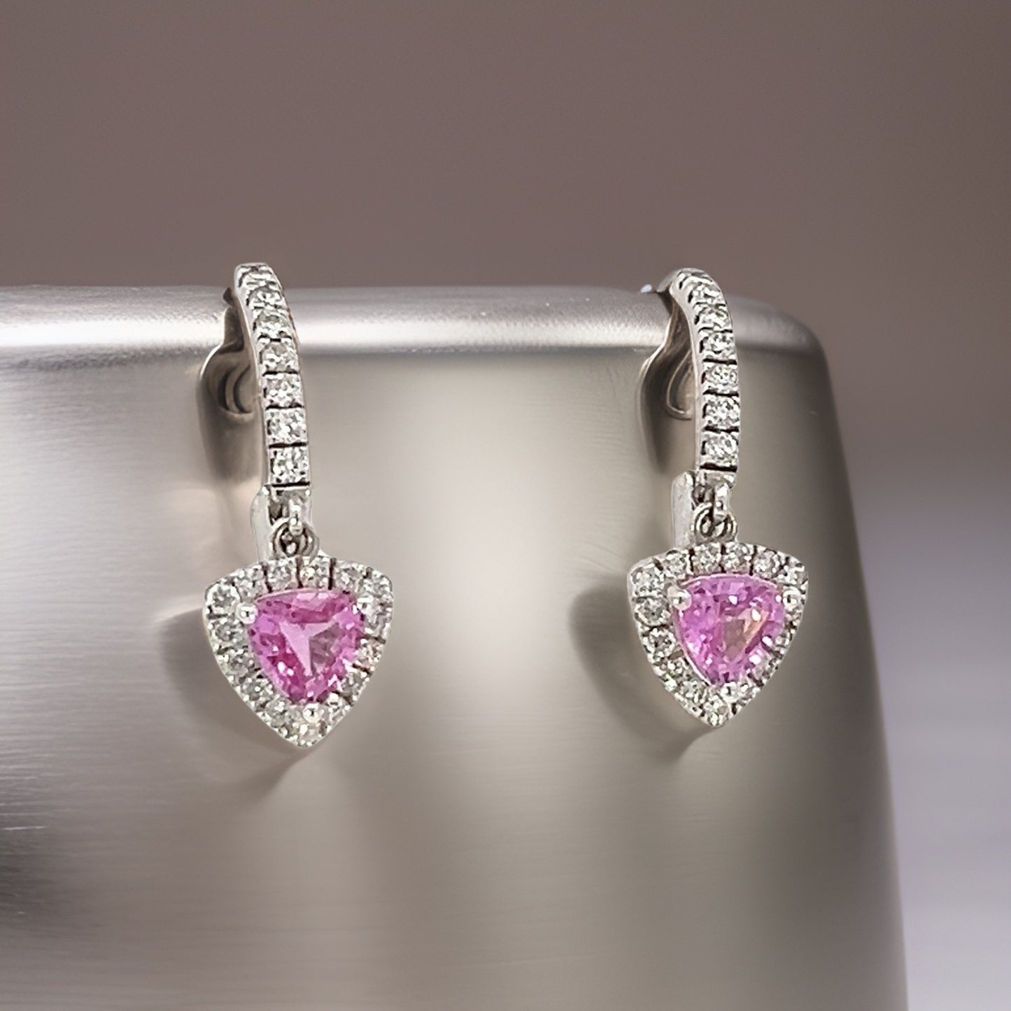 Natural Sapphire Diamond Earrings 14k W Gold 2.01 TCW Certified $3,950 307916