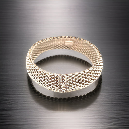Tiffany & Co Estate Somerset Bangle M 7.5" Sterling Silver 17 mm TIF560 - Certified Fine Jewelry