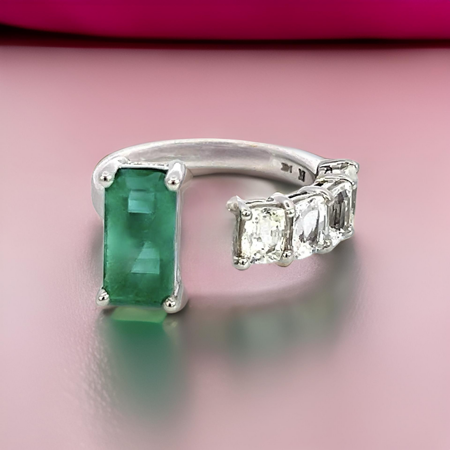 Natural Emerald Sapphire Ring Size 6.5 14k W Gold 4.95 TCW Certified $5,950 310639