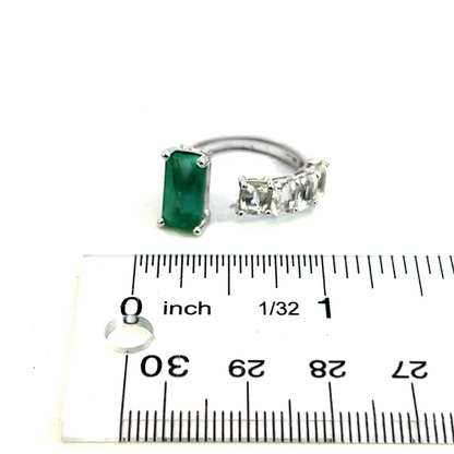 Natural Emerald Sapphire Ring Size 6.5 14k W Gold 4.95 TCW Certified $5,950 310639