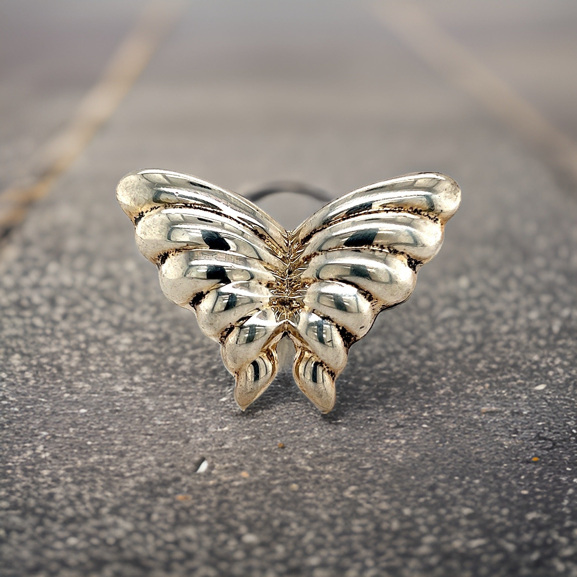 Tiffany & Co Estate Puffed Butterfly Brooch Pin Sterling Silver TIF516 - Certified Fine Jewelry