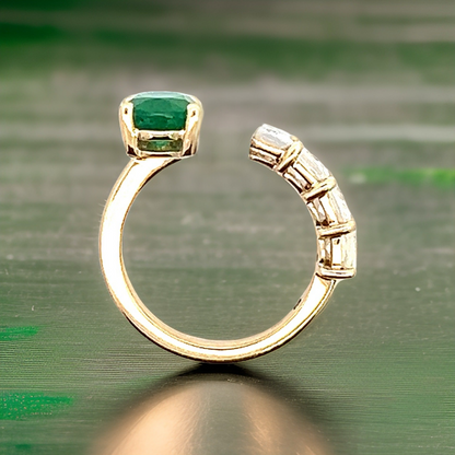 Natural Emerald and White Sapphire Ring 6.5 14k Y Gold 4.05 TCW Certified $4,950 310640