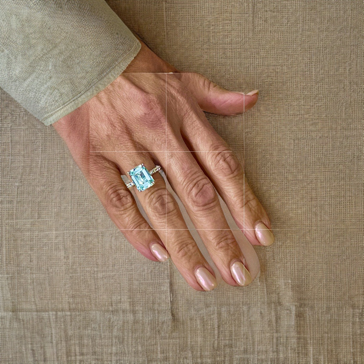 Natural Aquamarine Diamond Ring Size 6.5 14k W Gold 5.78 TCW Certified $4,950 217851 - Certified Fine Jewelry