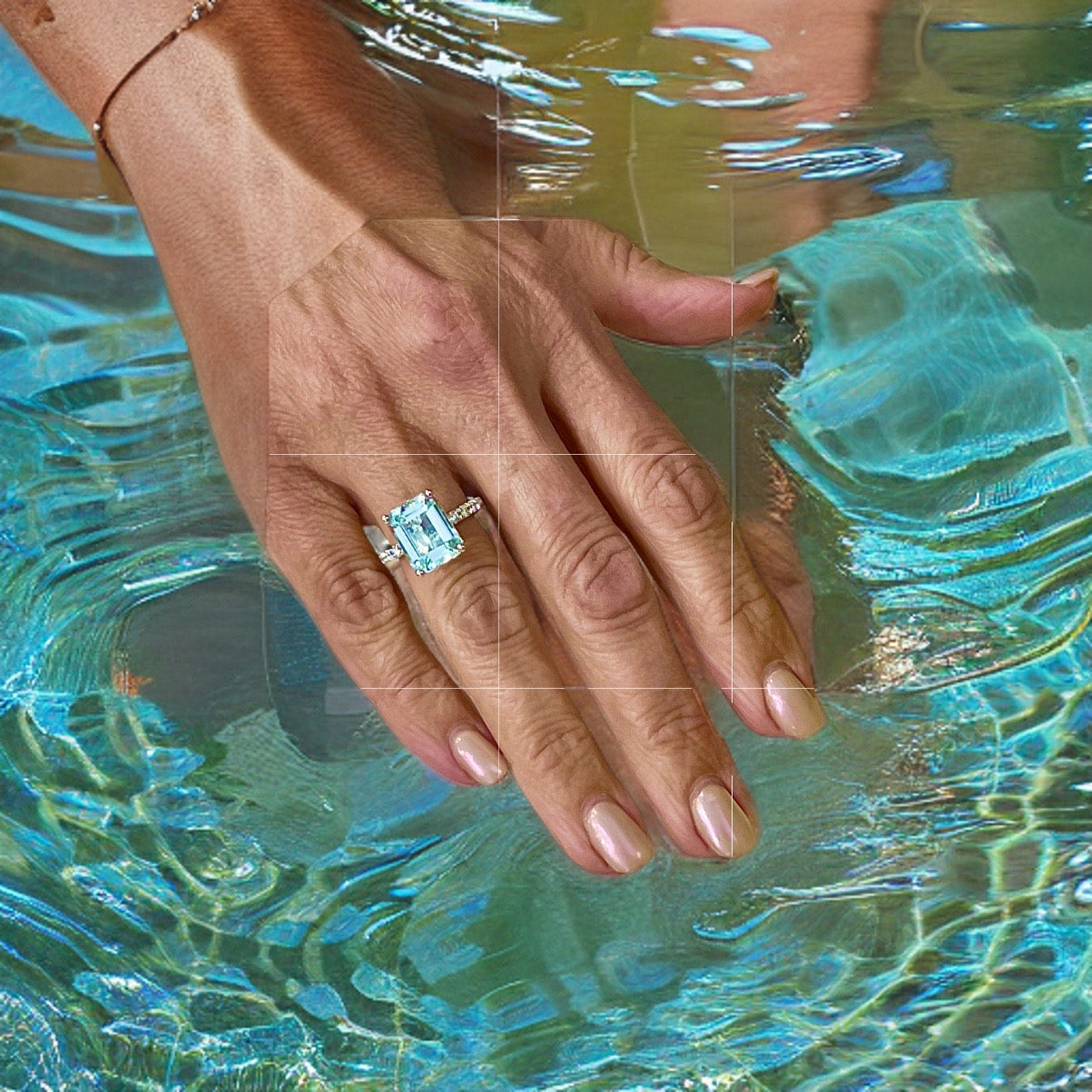 Natural Aquamarine Diamond Ring Size 6.5 14k W Gold 5.78 TCW Certified $4,950 217851 - Certified Fine Jewelry