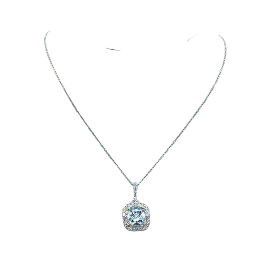 Diamond Aquamarine Necklace 18k Gold 18" 2.24 TCW Certified $3,950 920940 - Certified Fine Jewelry