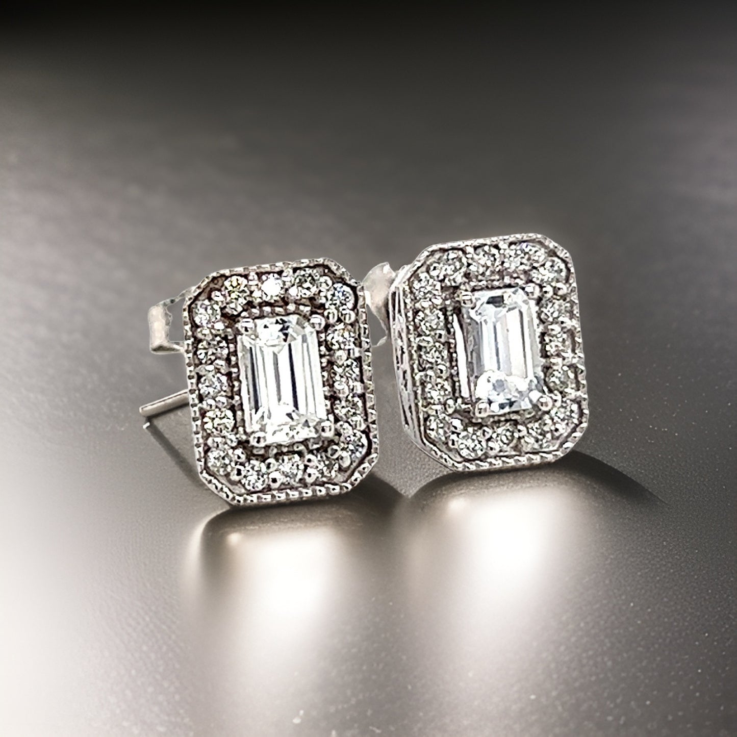 Natural Sapphire Diamond Stud Earrings 14k W Gold 0.96 TCW Certified $2950 121268
