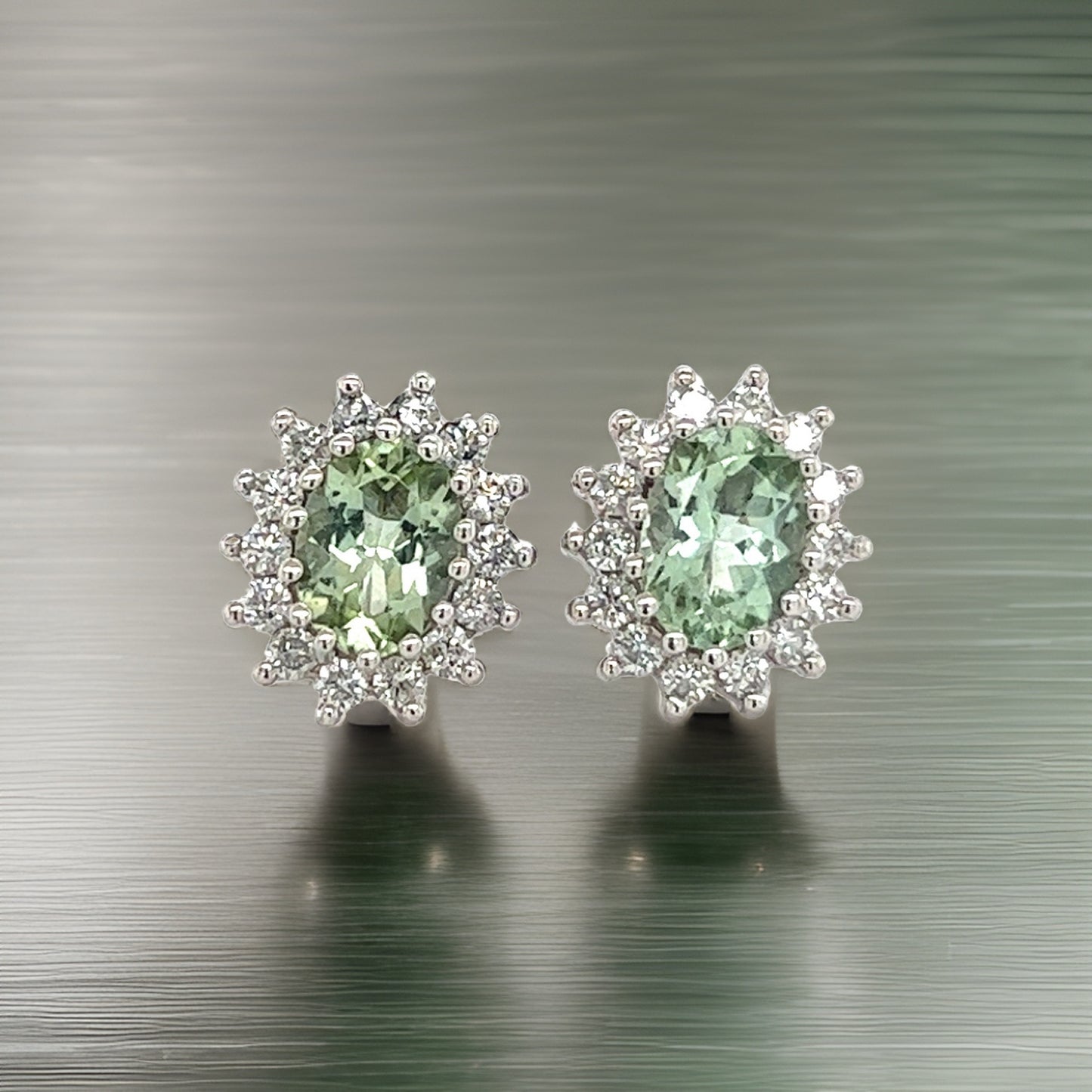 Natural Tourmaline Diamond Stud Earrings 14k W Gold 2.42 TCW Certified $3,950 215090 - Certified Fine Jewelry