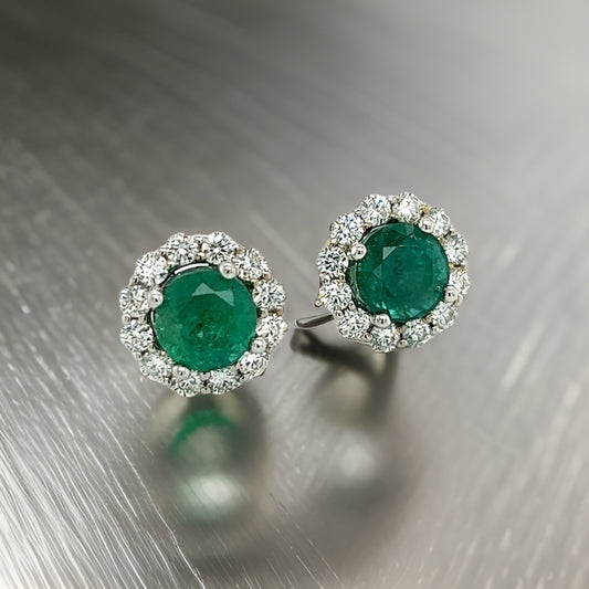 Natural Emerald Diamond Earrings 18k White Gold 3.8 TCW Certified $7,950 210746 - Certified Fine Jewelry