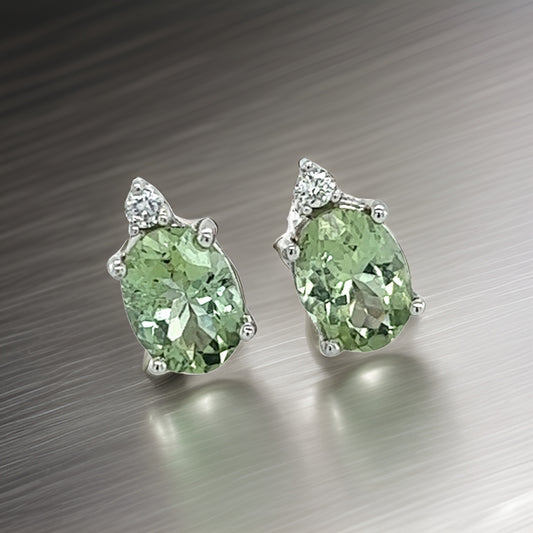 Natural Tourmaline Diamond Stud Earrings 14k Y Gold 1.76 TCW Certified $1,690 121433