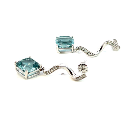 Natural Aquamarine Diamond Earrings 14k Gold 8.15 TCW Certified $4,950 111528