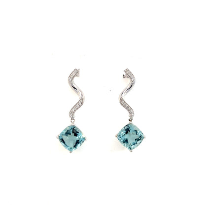 Natural Aquamarine Diamond Earrings 14k Gold 8.15 TCW Certified $4,950 111528