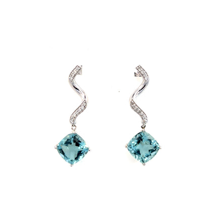 Natural Aquamarine Diamond Earrings 14k Gold 8.15 TCW Certified $4,950 111528