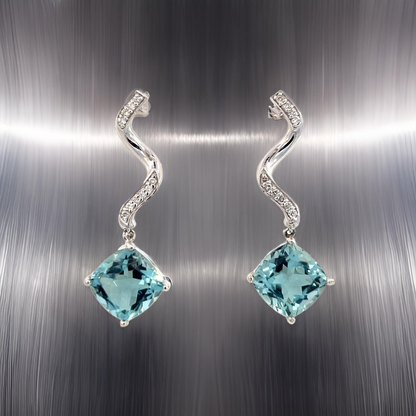 Natural Aquamarine Diamond Earrings 14k Gold 8.15 TCW Certified $4,950 111528