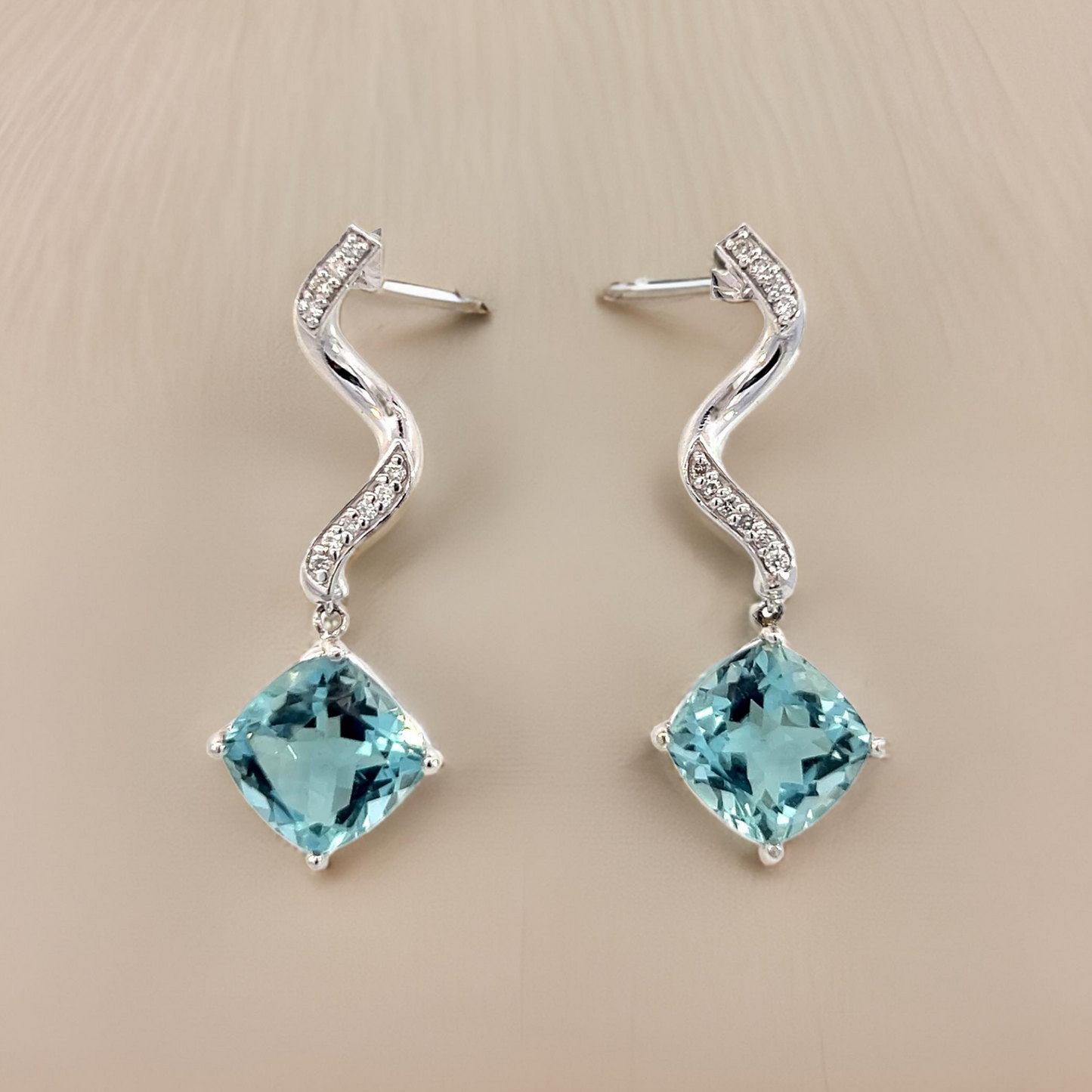 Natural Aquamarine Diamond Earrings 14k Gold 8.15 TCW Certified $4,950 111528