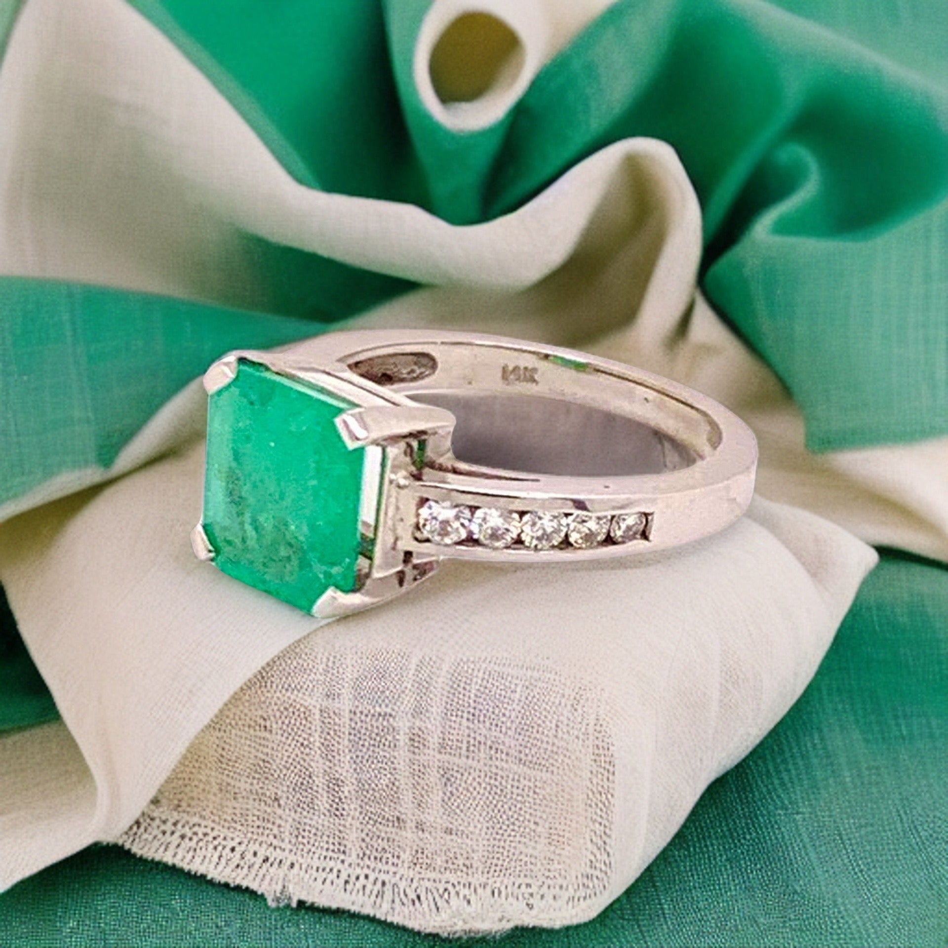 Diamond Emerald Ring 14k Gold 2.55 TCW Women Certified $3,800 912292 - Certified Fine Jewelry