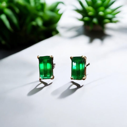 Natural Emerald Stud Earrings 14k White Gold 1.25 Cts Certified $3,490 215625