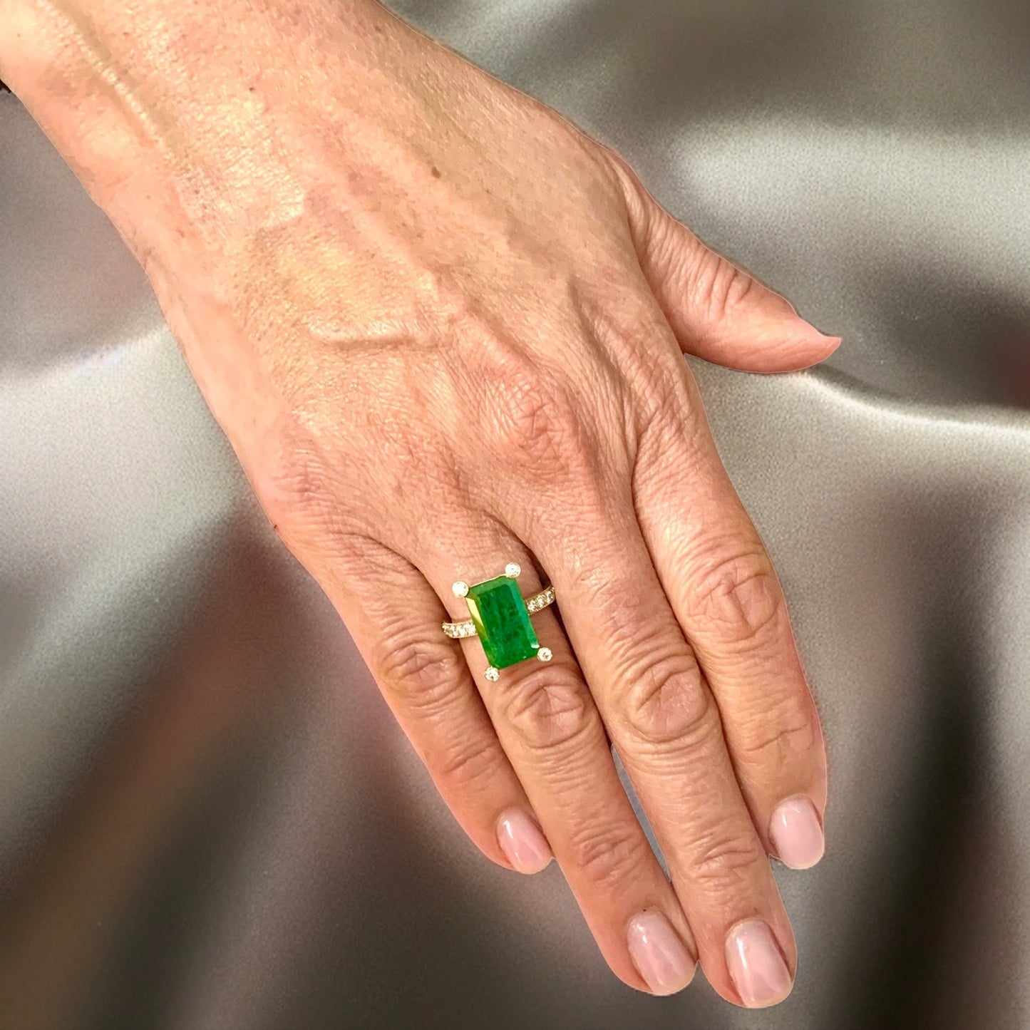 Natural Emerald Diamond Ring 14k Gold 4.37 TCW GIA Certified $6,950 111875 - Certified Fine Jewelry