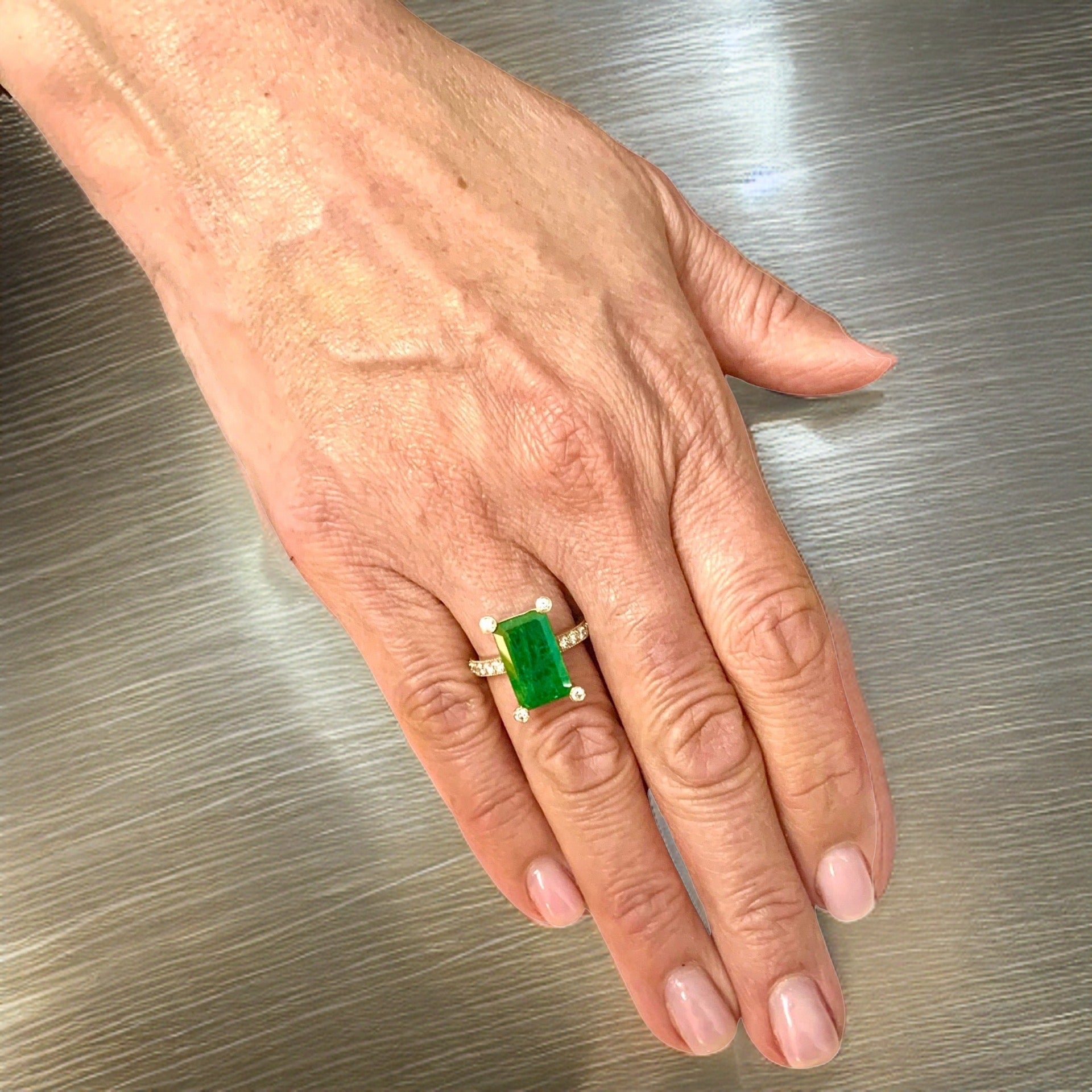 Natural Emerald Diamond Ring 14k Gold 4.37 TCW GIA Certified $6,950 111875 - Certified Fine Jewelry