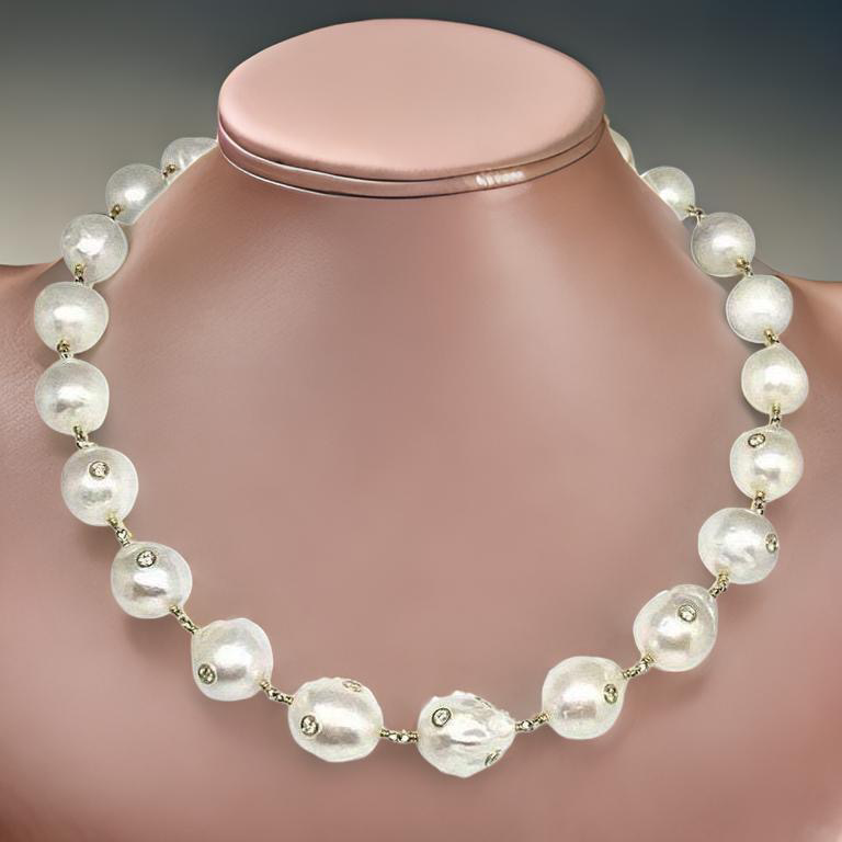 South Sea Pearl Diamond Necklace 18K Gold 13.4mm 18" Certified $14,200 822106