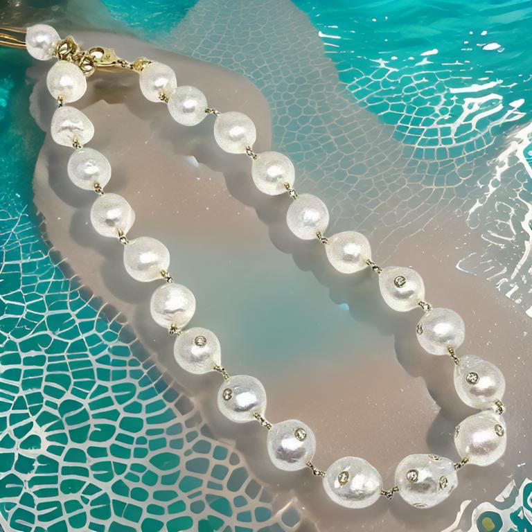 South Sea Pearl Diamond Necklace 18K Gold 13.4mm 18" Certified $14,200 822106