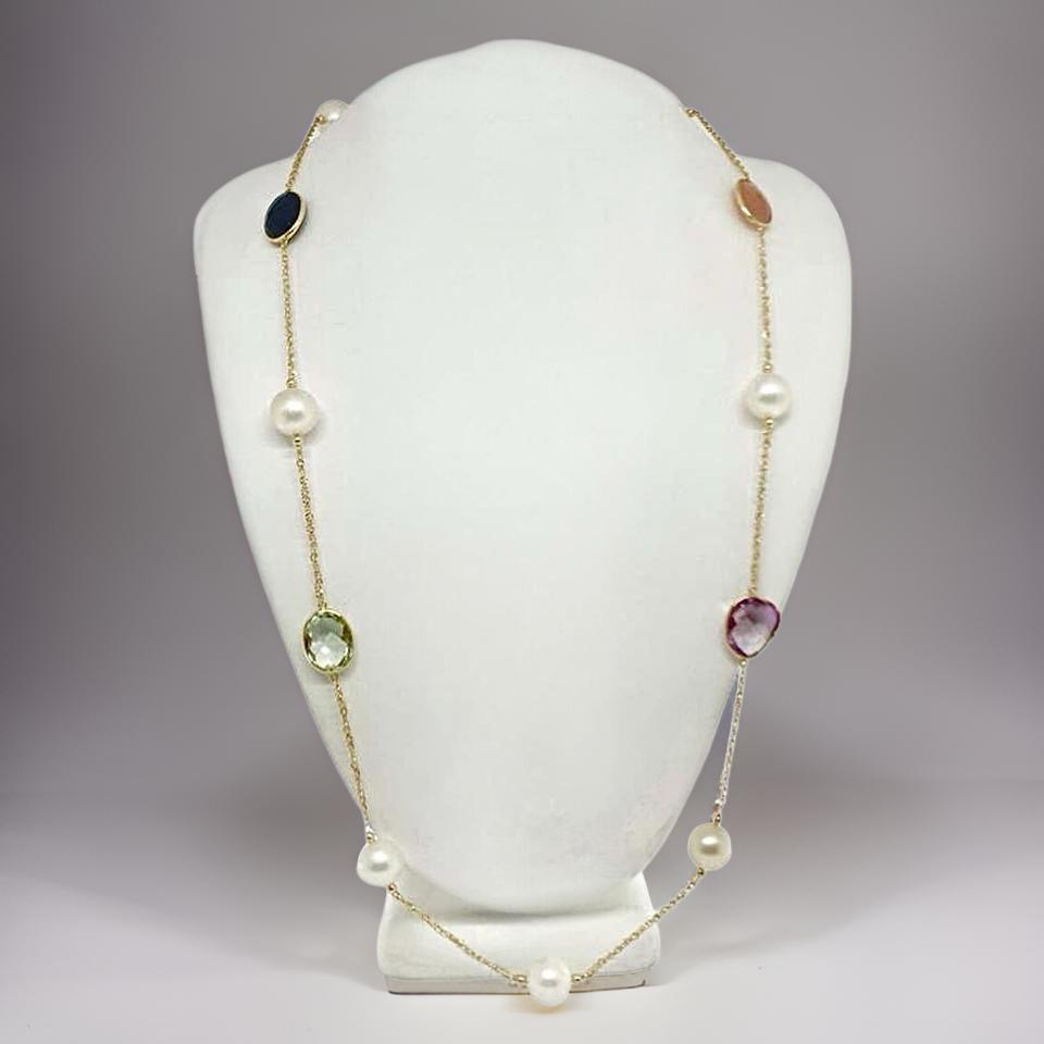 South Sea Pearl Quartz Necklace 14k Gold 12.65 mm 35" Certified $3,950 822109