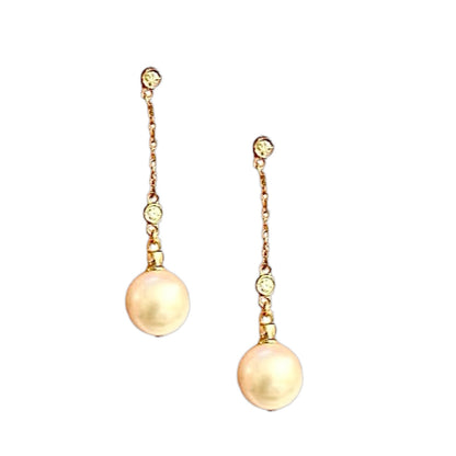 Diamond Akoya Pearl Earrings 14k Gold 9.4 mm Pearl Women Certified $1,199 721760