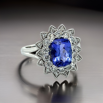 Natural Tanzanite Diamond Ring 6.5 14k W Gold 2.61 TCW Certified $4,950 217842