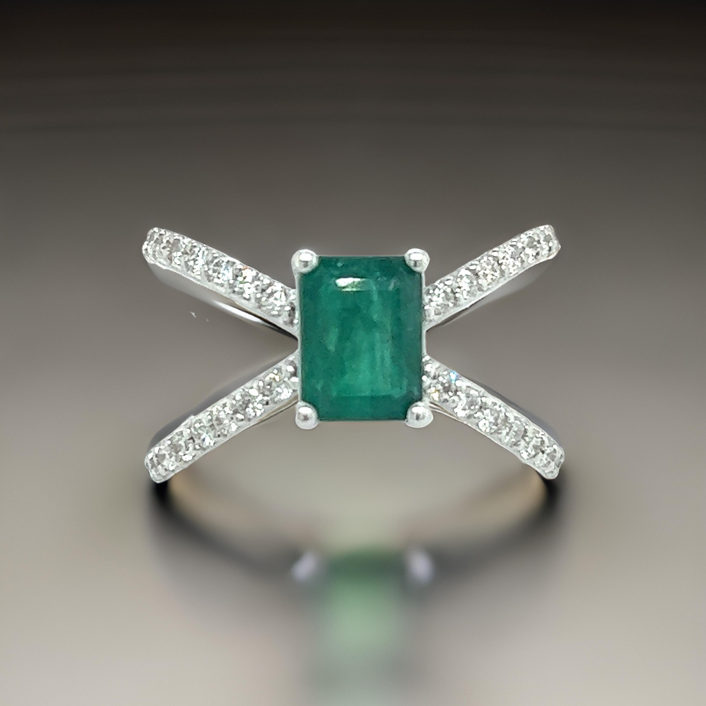 Natural Emerald Diamond Ring Size 6.5 14k W Gold 1.7 TCW Certified $4,975 217846