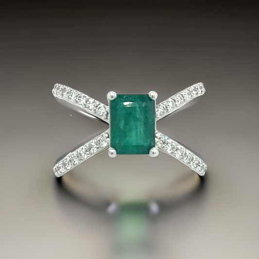 Natural Emerald Diamond Ring Size 6.5 14k W Gold 1.7 TCW Certified $4,975 217846