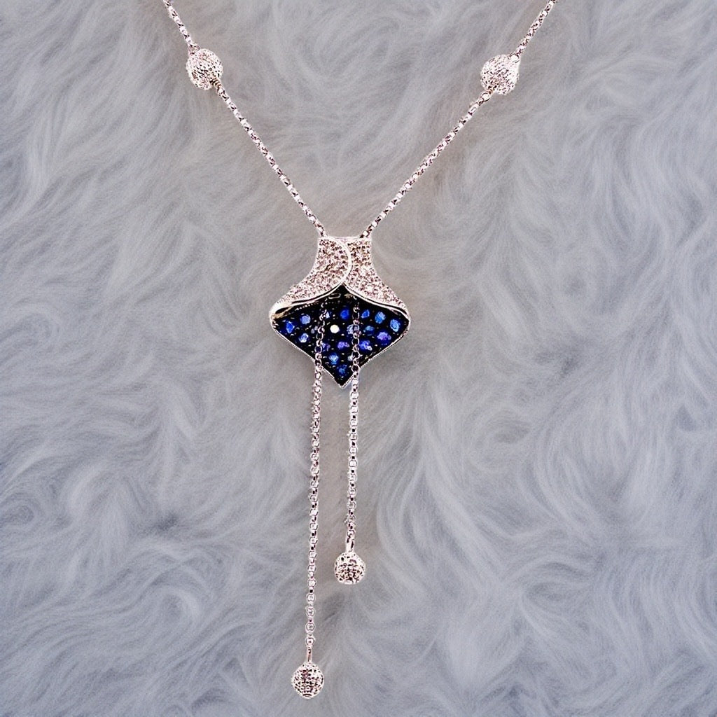 Diamond Sapphire Necklace 1.30 CTW Women Certified $3,950 822574 - Certified Fine Jewelry