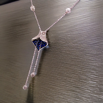 Diamond Sapphire Necklace 1.30 CTW Women Certified $3,950 822574