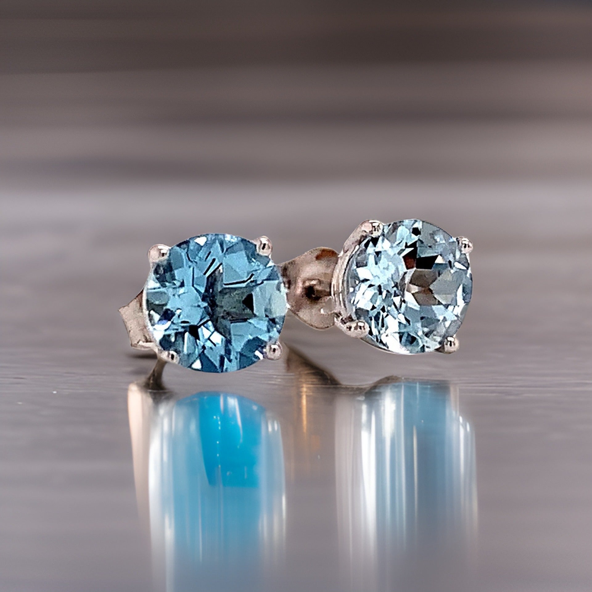 Natural Aquamarine Stud Earrings 14k White Gold 1.0 CTW Certified $590 111539 - Certified Fine Jewelry