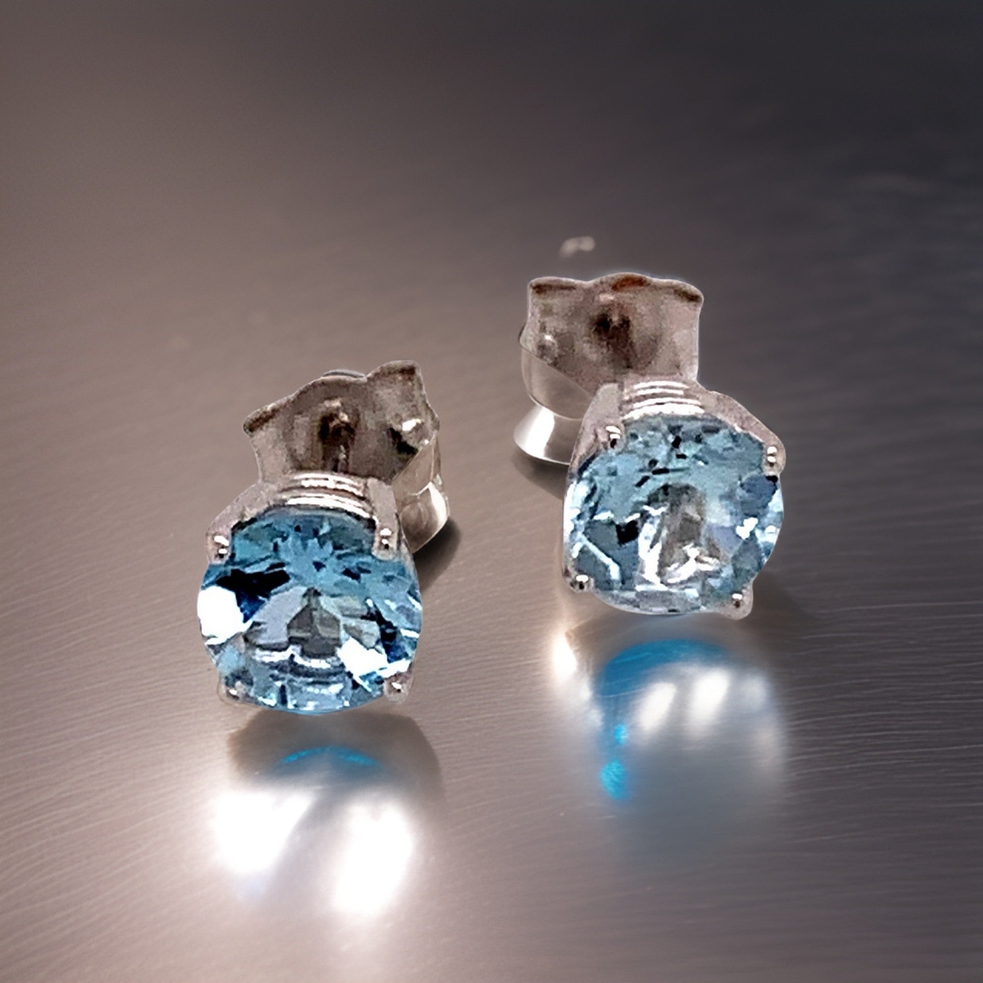 Natural Aquamarine Stud Earrings 14k White Gold 1.0 CTW Certified $590 111539 - Certified Fine Jewelry