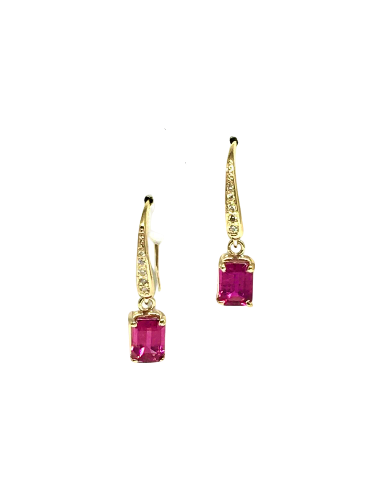 Diamond Rubellite Tourmaline Earrings 14k Gold 2.05 TCW Certified $1,690 821770 - Certified Fine Jewelry