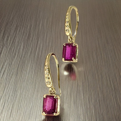 Diamond Rubellite Tourmaline Earrings 14k Gold 2.05 TCW Certified $1,690 821770