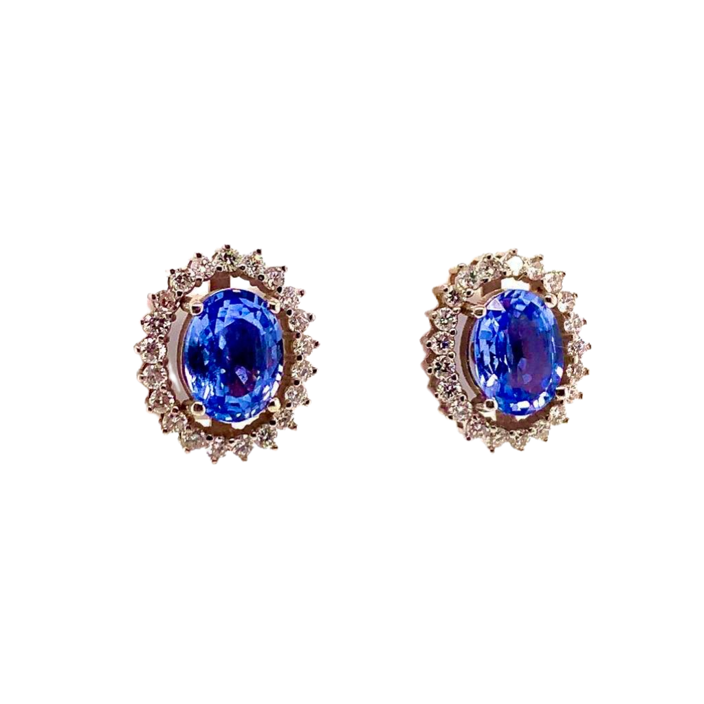 Diamond Sapphire Earrings 14k Gold 3.24 TCW Certified $5,950 018655