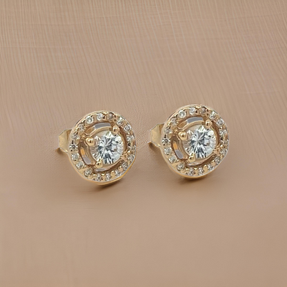 Natural White Sapphire Diamond Stud Earrings 14k Yellow Gold 0.97 TCW Certified $3,075 216092